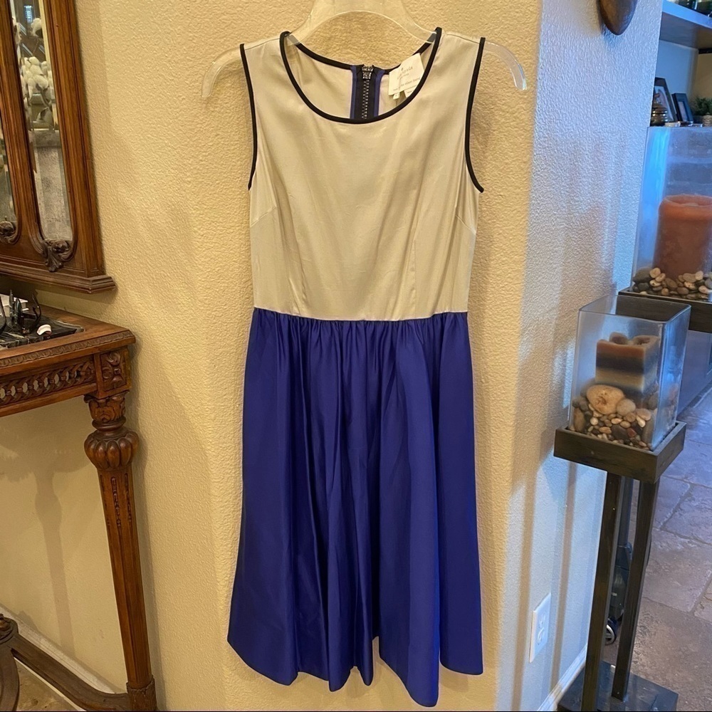 NWT~KATE SPADE Women 2-Tone Blue/Purple Cream Sleeveless Dress Size 0